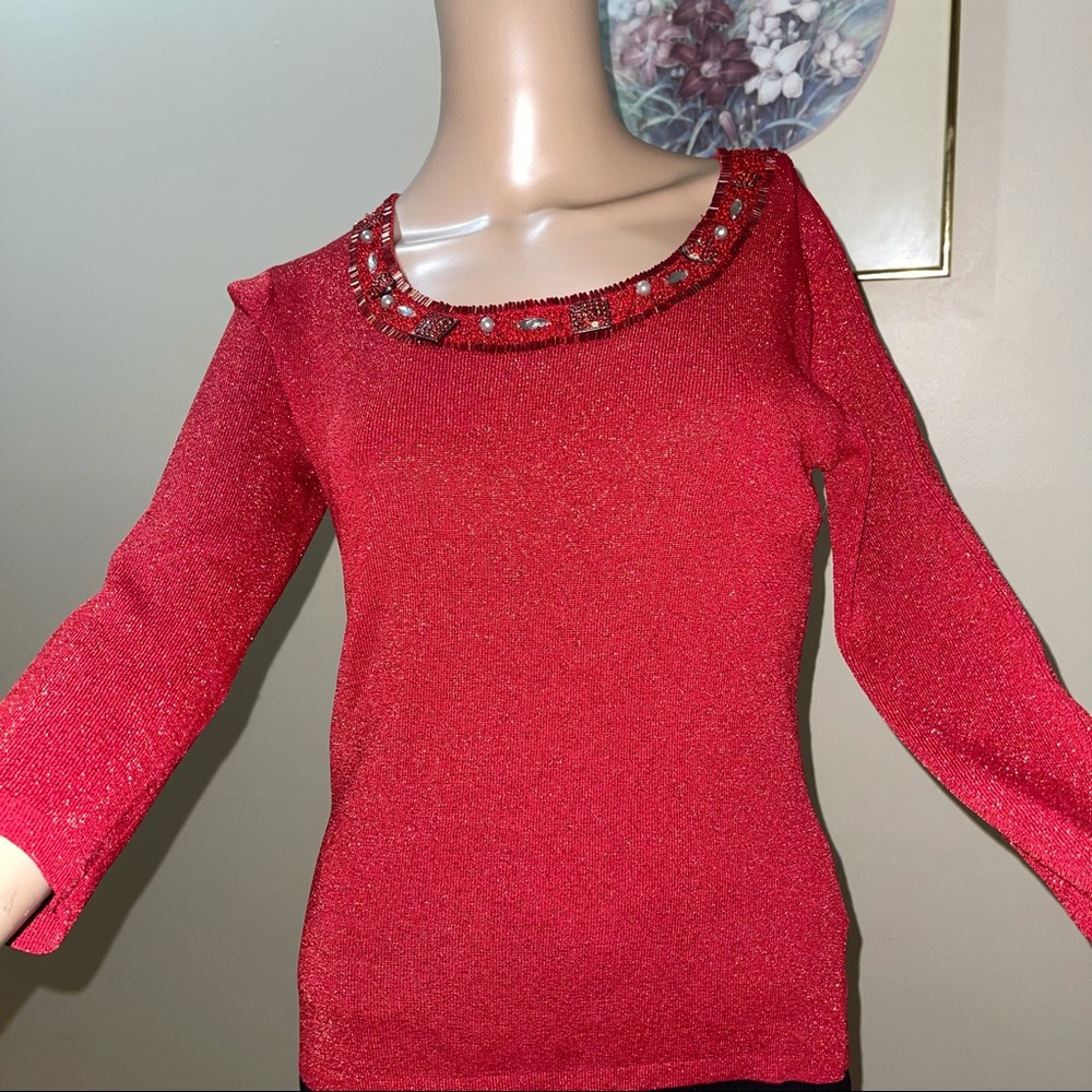 Joseph A / metallic red sweater